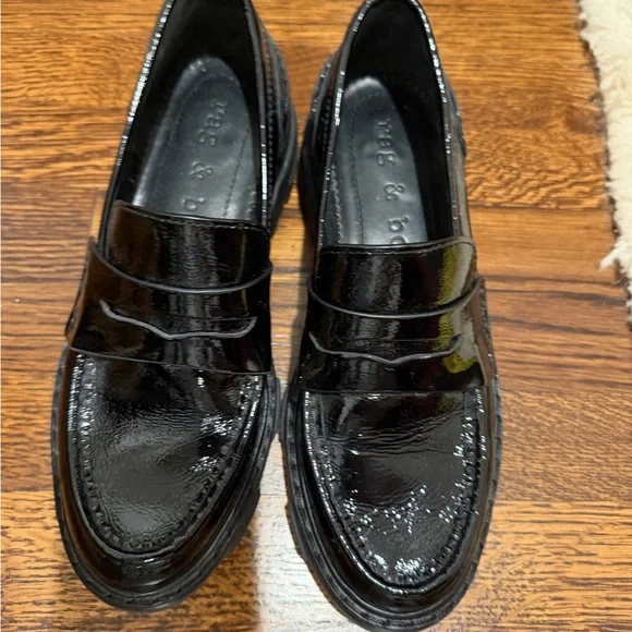 Rag and Bone Quinn Patent Platform Leather Loafers - Picture 2 of 6